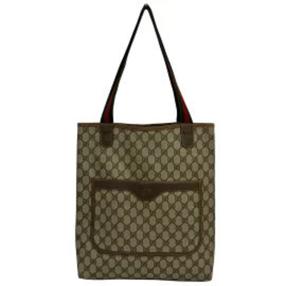 Gucci Sherry Web GG Plus Supreme Tote Beige Brown Multi Leather